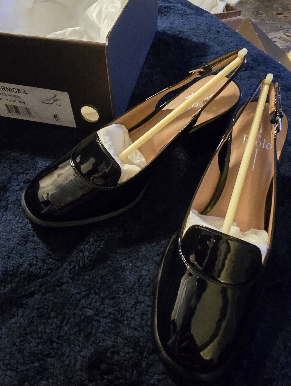 Classic Patent Black Pumps with Block Heel